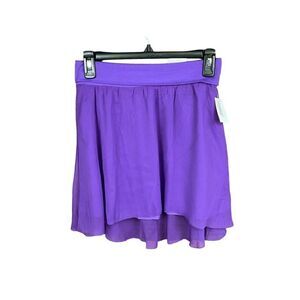 Aeropostale Mini Skirt Purple Flare Sheer Overlay Elastic Waist Junior Medium